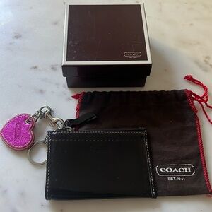 Black Coach Wallet with Heart Charm